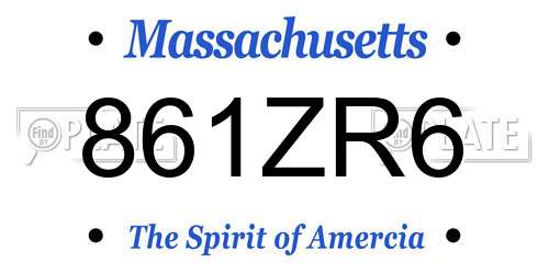 861ZR6 Massachusetts License Plate