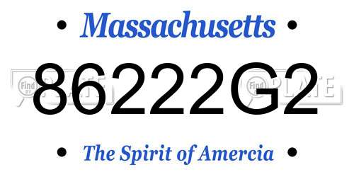 86222G2 Massachusetts License Plate