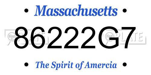86222G7 Massachusetts License Plate