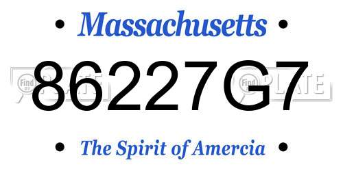 86227G7 Massachusetts License Plate