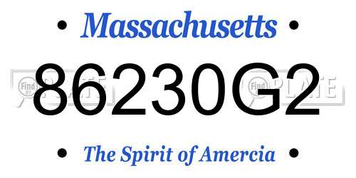 86230G2 Massachusetts License Plate