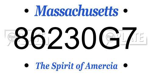 86230G7 Massachusetts License Plate