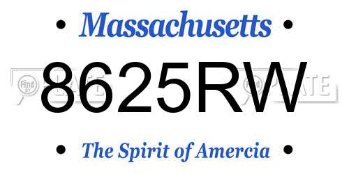 8625RW Massachusetts License Plate