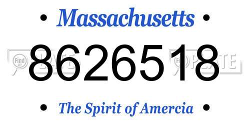 8626518 Massachusetts License Plate