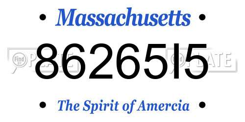 86265I5 Massachusetts License Plate