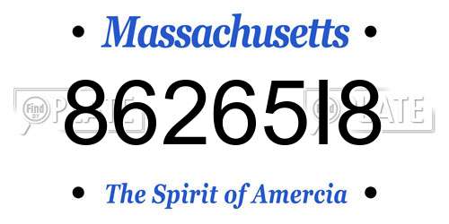 86265I8 Massachusetts License Plate