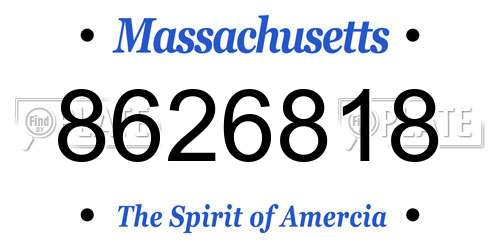8626818 Massachusetts License Plate