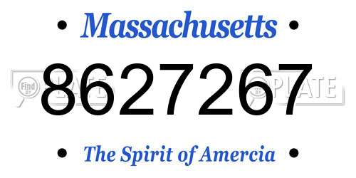 8627267 Massachusetts License Plate