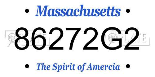 86272G2 Massachusetts License Plate