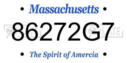 86272G7 Massachusetts License Plate