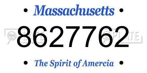8627762 Massachusetts License Plate