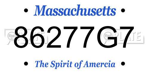 86277G7 Massachusetts License Plate