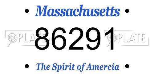 86291 Massachusetts License Plate