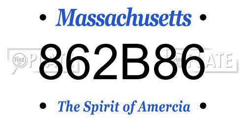 862B86 Massachusetts License Plate