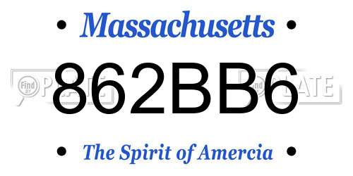 862BB6 Massachusetts License Plate