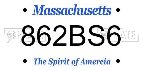 862BS6 Massachusetts License Plate