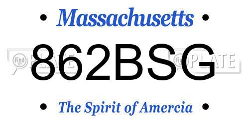 862BSG Massachusetts License Plate