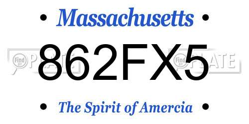 862FX5 Massachusetts License Plate