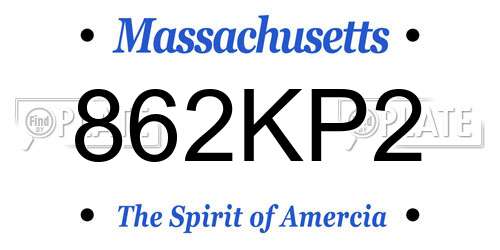 862KP2 Massachusetts License Plate