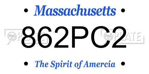 862PC2 Massachusetts License Plate