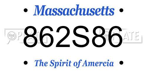 862S86 Massachusetts License Plate