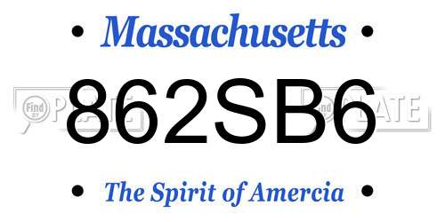 862SB6 Massachusetts License Plate