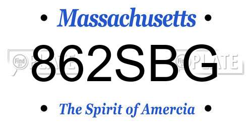 862SBG Massachusetts License Plate