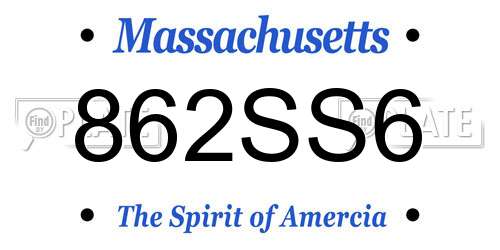 862SS6 Massachusetts License Plate