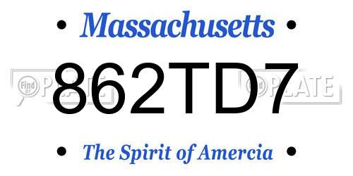 862TD7 Massachusetts License Plate