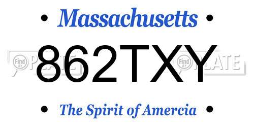 862TXY Massachusetts License Plate