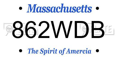 862WDB Massachusetts License Plate