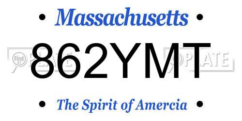 862YMT Massachusetts License Plate