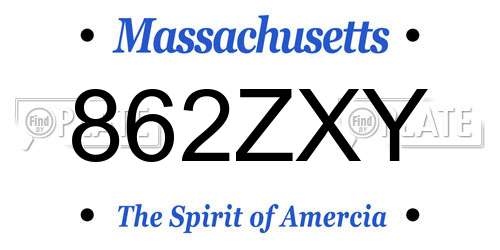862ZXY Massachusetts License Plate