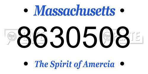 8630508 Massachusetts License Plate