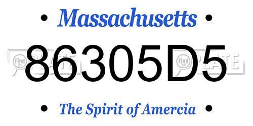 86305D5 Massachusetts License Plate