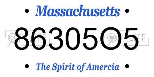86305O5 Massachusetts License Plate