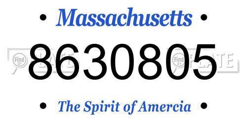 8630805 Massachusetts License Plate