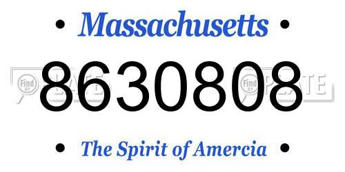 8630808 Massachusetts License Plate