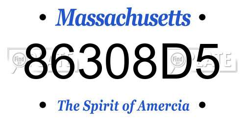 86308D5 Massachusetts License Plate