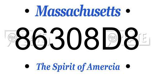 86308D8 Massachusetts License Plate