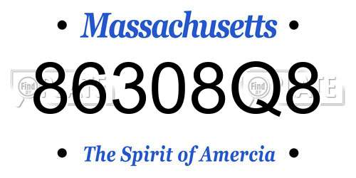 86308Q8 Massachusetts License Plate