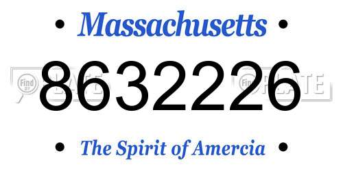 8632226 Massachusetts License Plate