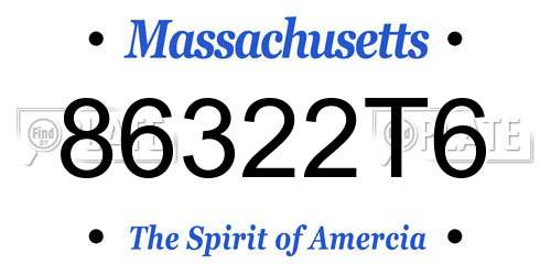 86322T6 Massachusetts License Plate
