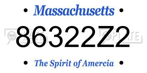 86322Z2 Massachusetts License Plate