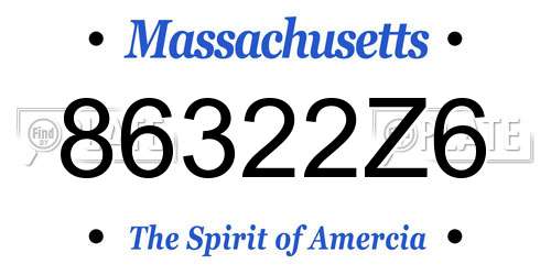 86322Z6 Massachusetts License Plate