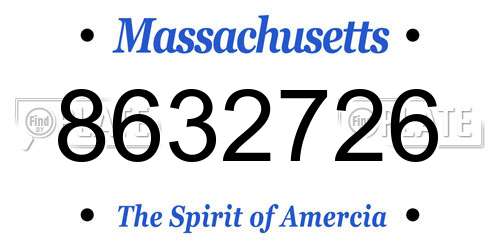 8632726 Massachusetts License Plate