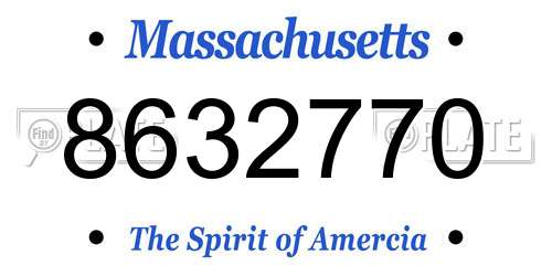 8632770 Massachusetts License Plate