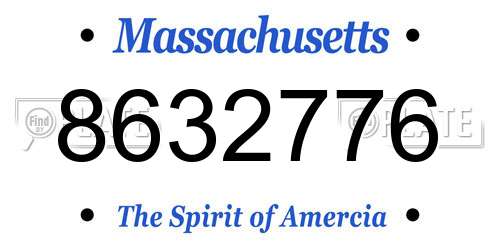 8632776 Massachusetts License Plate