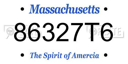 86327T6 Massachusetts License Plate