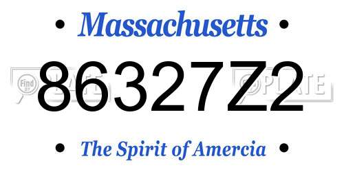 86327Z2 Massachusetts License Plate